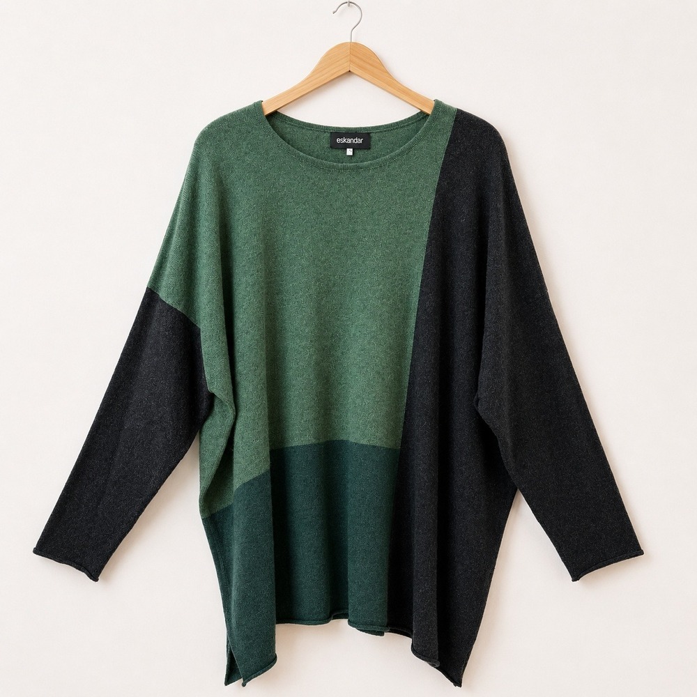 eskandar Quiet Luxury Cashmere Sweater S/M Colorblock Oversized Avant Garden